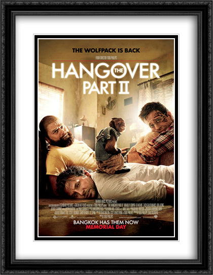 The Hangover Part II 28x36 Black Ornate Wood Framed Movie Poster with Double Matting