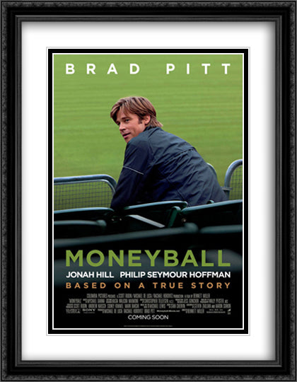 Moneyball 28x36 Black Ornate Wood Framed Movie Poster with Double Matting