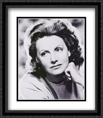 Greta Garbo 28x32 Black Ornate Wood Framed Art Print Poster with Double Matting by Celebrities