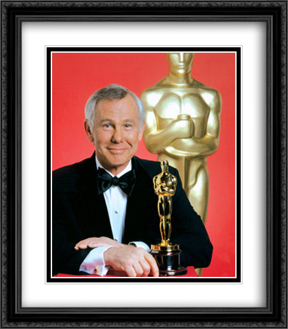 Johnny Carson 28x32 Black Ornate Wood Framed Art Print Poster with Double Matting by Celebrities