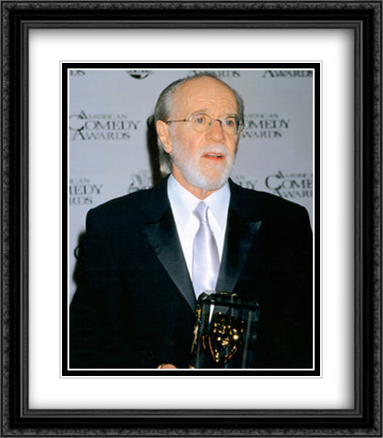 George Carlin 28x32 Black Ornate Wood Framed Art Print Poster with Double Matting by Celebrities