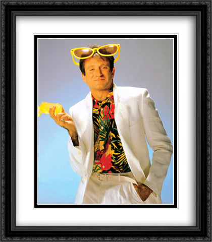 Robin Williams 28x32 Black Ornate Wood Framed Art Print Poster with Double Matting by Celebrities