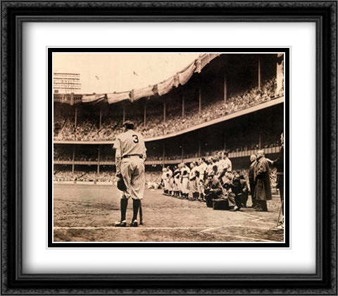 Babe Ruth Bows Out 32x28 Black Ornate Wood Framed Art Print Poster with Double Matting by Fein, Nat