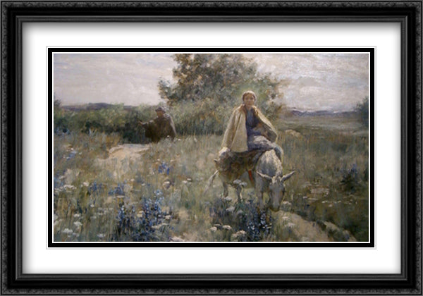 The Flight into Egypt 40x28 Black Ornate Wood Framed Art Print Poster with Double Matting by Hitchcock, George