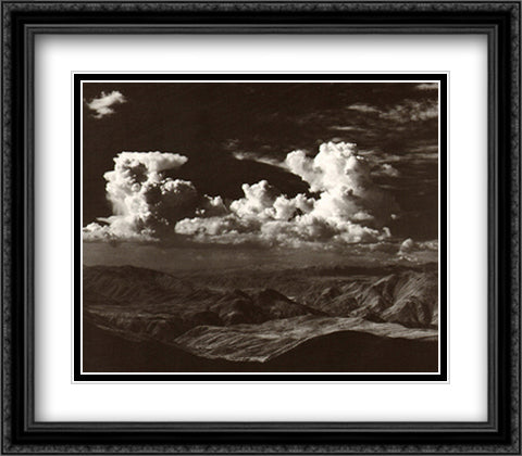 Thunderheads 36x28 Black Ornate Wood Framed Art Print Poster with Double Matting by Adams, Ansel