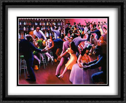 Nightlife 34x28 Black Ornate Wood Framed Art Print Poster with Double Matting by Motley Jr., Archibald J.