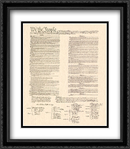 Constitution (Document) 28x32 Black Ornate Wood Framed Art Print Poster with Double Matting