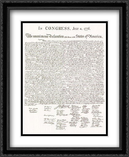 Declaration of Independence (Document) 28x34 Black Ornate Wood Framed Art Print Poster with Double Matting