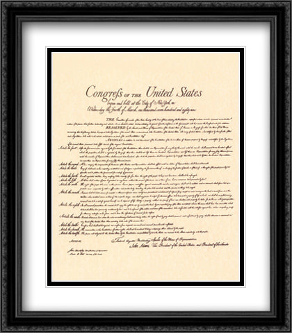 Bill of Rights (Document) 28x32 Black Ornate Wood Framed Art Print Poster with Double Matting