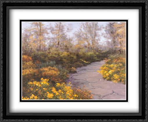 Step Into Autumn 34x28 Black Ornate Wood Framed Art Print Poster with Double Matting by Romanello, Diane