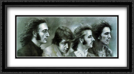 The Beatles 40x16 Black Ornate Wood Framed Art Print Poster with Double Matting