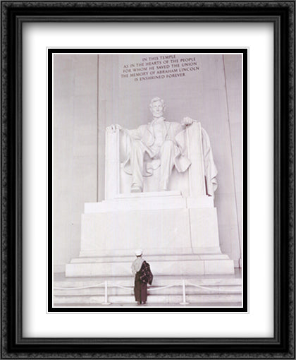 Lincoln Memorial 28x40 Black Ornate Wood Framed Art Print Poster with Double Matting