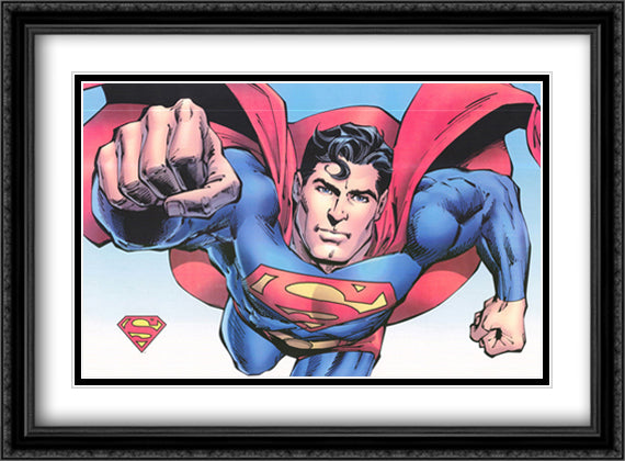 Superman Comics 38x27 Black Ornate Wood Framed Art Print Poster with Double Matting