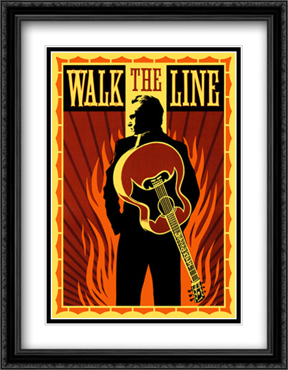 Walk the Line 28x40 Black Ornate Wood Framed Art Print Poster with Double Matting