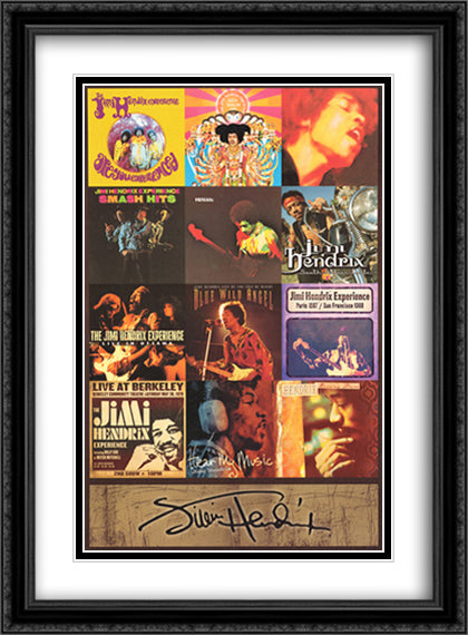 Jimi Hendrix Album Covers 28x40 Black Ornate Wood Framed Art Print Poster with Double Matting