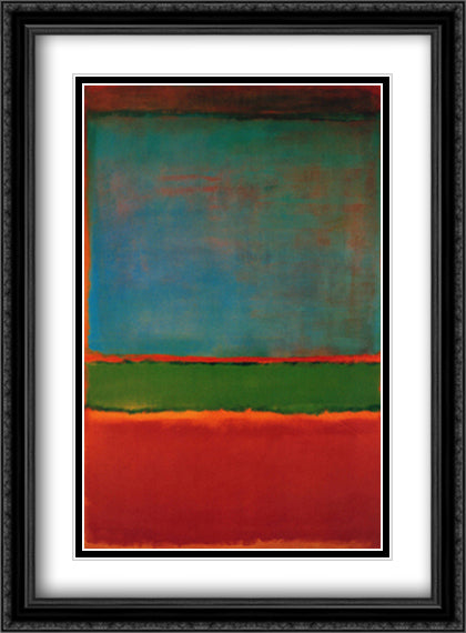 Violet, Green and Red 28x38 Black Ornate Wood Framed Art Print Poster with Double Matting by Rothko, Mark