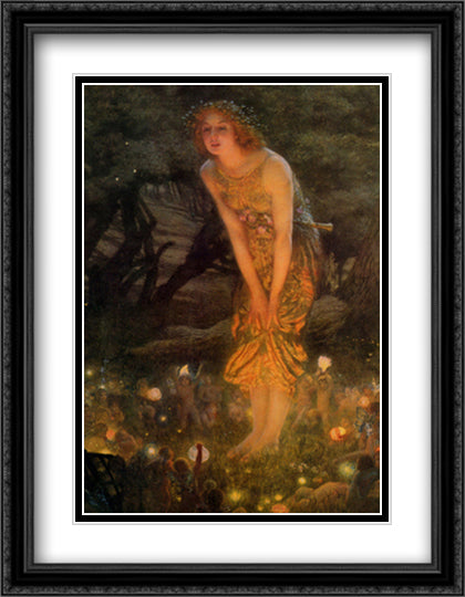 Midsummer Eve, c.1908 28x36 Black Ornate Wood Framed Art Print Poster with Double Matting by Hughes, Edward Robert