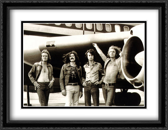 Led Zeppelin Airplane 38x27 Black Ornate Wood Framed Art Print Poster with Double Matting