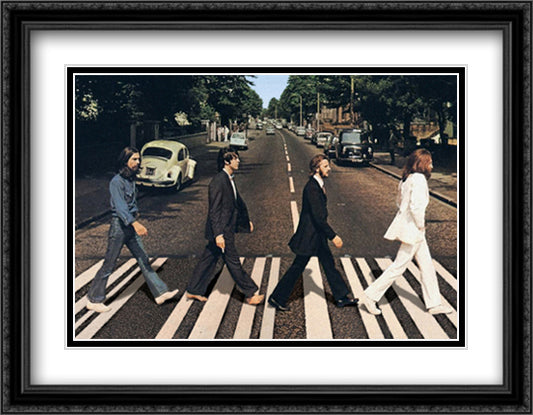 Beatles: Abbey Road 38x26 Black Ornate Wood Framed Art Print Poster with Double Matting