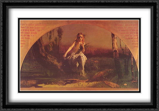 Ophelia 40x28 Black Ornate Wood Framed Art Print Poster with Double Matting by Hughes, Arthur