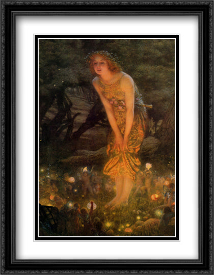 Midsummer Eve, c.1908 28x40 Black Ornate Wood Framed Art Print Poster with Double Matting by Hughes, Edward Robert