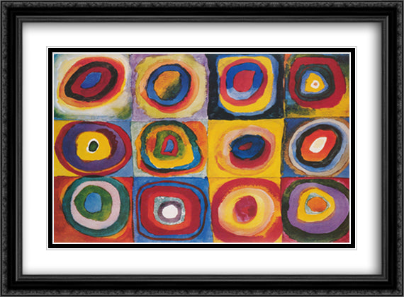 Farbstudie Quadrate, c.1913 40x28 Black Ornate Wood Framed Art Print Poster with Double Matting by Kandinsky, Wassily