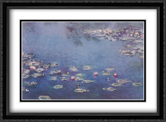 Waterlillies 40x28 Black Ornate Wood Framed Art Print Poster with Double Matting by Monet, Claude
