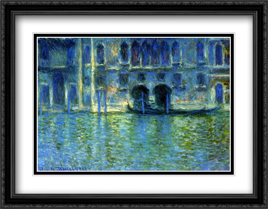 Venice Palazza Da Mula 40x28 Black Ornate Wood Framed Art Print Poster with Double Matting by Monet, Claude