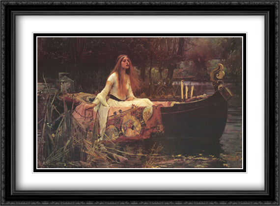 Lady of Shalott, c.1888 40x28 Black Ornate Wood Framed Art Print Poster with Double Matting by Waterhouse, John William