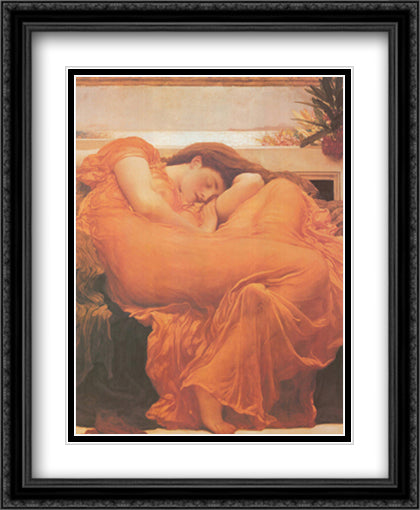 Flaming June, c.1895 28x40 Black Ornate Wood Framed Art Print Poster with Double Matting by Leighton, Frederic