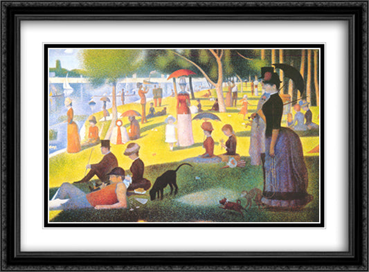 La Grande Jatte 40x28 Black Ornate Wood Framed Art Print Poster with Double Matting by Seurat, Georges