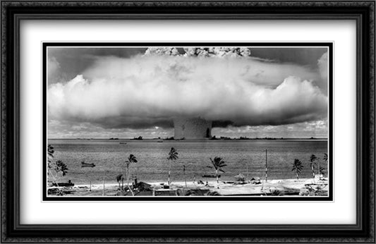 Atom Bomb 40x26 Black Ornate Wood Framed Art Print Poster with Double Matting