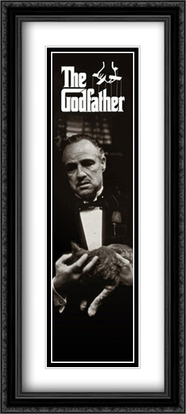 The Godfather (Cat B&W) 18x40 Black Ornate Wood Framed Movie Poster with Double Matting