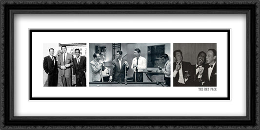 The Rat Pack (slim) 40x20 Black Ornate Wood Framed Art Print Poster with Double Matting