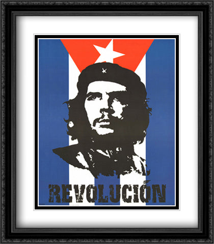 Che Guevara (Flag) 28x36 Black Ornate Wood Framed Art Print Poster with Double Matting