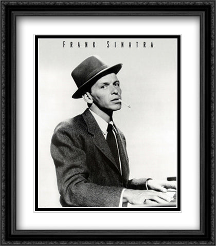 Frank Sinatra 28x32 Black Ornate Wood Framed Art Print Poster with Double Matting