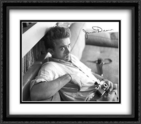 James Dean (camera) 32x28 Black Ornate Wood Framed Art Print Poster with Double Matting