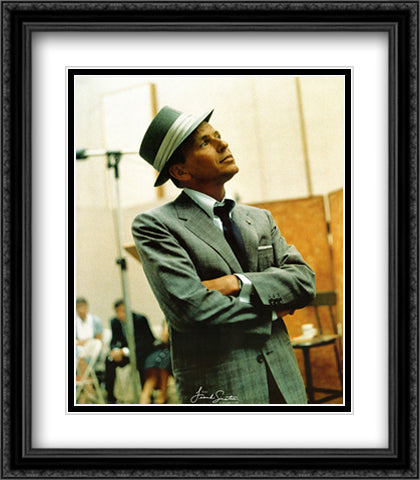 Frank Sinatra (Studio) 28x32 Black Ornate Wood Framed Art Print Poster with Double Matting