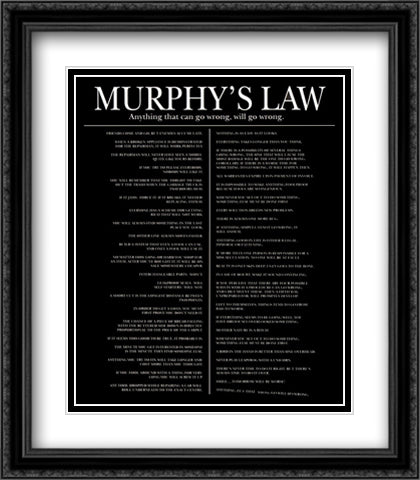 Murphy's Law 28x32 Black Ornate Wood Framed Art Print Poster with Double Matting