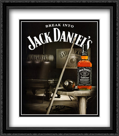 Jack Daniel's (Pool Room) 28x32 Black Ornate Wood Framed Art Print Poster with Double Matting