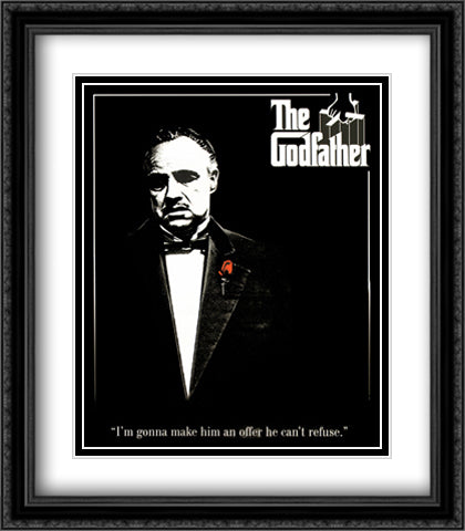 The Godfather Red Rose 28x32 Black Ornate Wood Framed Art Print Poster with Double Matting