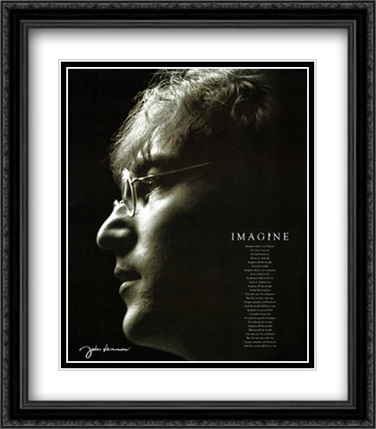 John Lennon Imagine 28x32 Black Ornate Wood Framed Art Print Poster with Double Matting