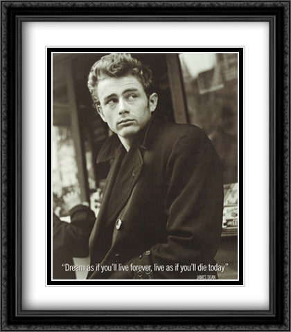 James Dean (Live As If) 28x32 Black Ornate Wood Framed Art Print Poster with Double Matting