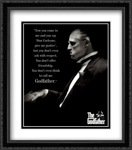 The Godfather Respect 28x32 Black Ornate Wood Framed Art Print Poster with Double Matting