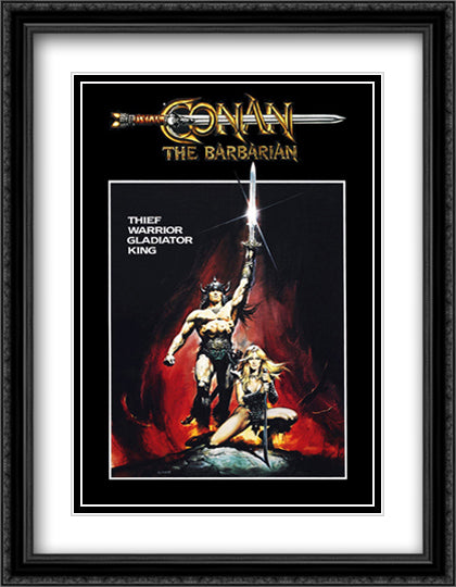 Conan The Barbarian 28x36 Black Ornate Wood Framed Movie Poster with Double Matting