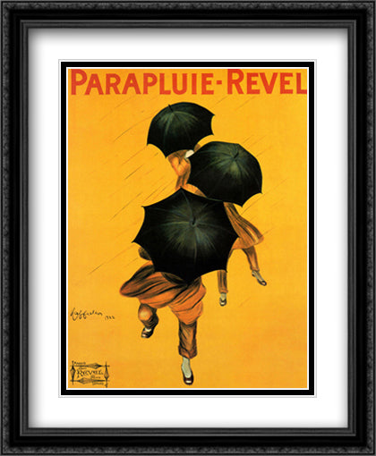 Parapluie - Revel 1922 28x34 Black Ornate Wood Framed Art Print Poster with Double Matting by Cappiello, Leonetto