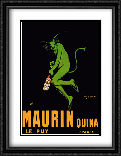 Maurin Quina 1920 28x36 Black Ornate Wood Framed Art Print Poster with Double Matting by Cappiello, Leonetto