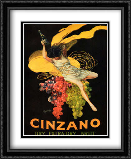 Asti Cinzano 28x34 Black Ornate Wood Framed Art Print Poster with Double Matting by Cappiello, Leonetto