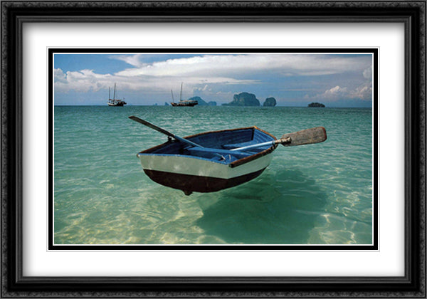 Andaman Sea 40x28 Black Ornate Wood Framed Art Print Poster with Double Matting