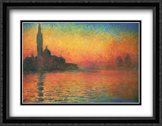 Dusk in Venice 36x28 Black Ornate Wood Framed Art Print Poster with Double Matting by Monet, Claude